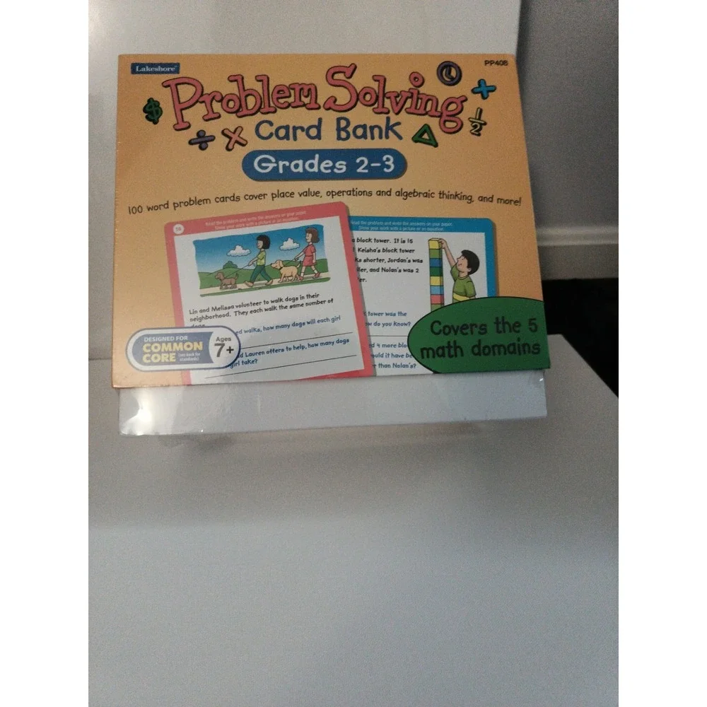 Problem Solving Card Bank by Lakeshore Grade 2-3, 5 Math Domains New sealed